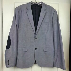 H&M Navy Blue Men's Blazer With Elbow Patches Modern Stitching Size 42R Slim Fit